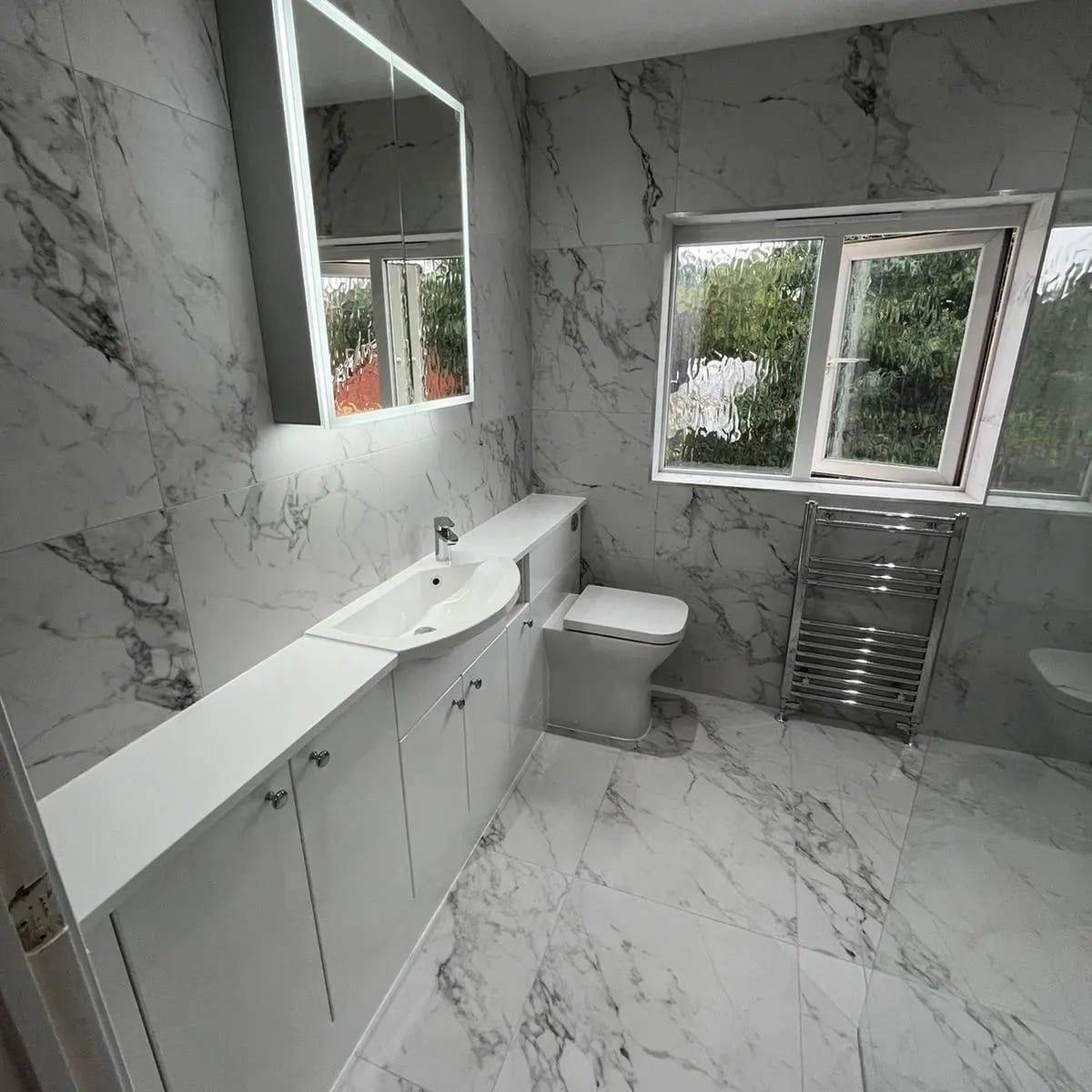 Marble bathroom tiling in Leamington Spa